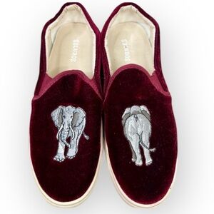 Soludos Women's Burgundy Velvet Elephant Slip-On Sneakers Size 7 Shoe Anthro